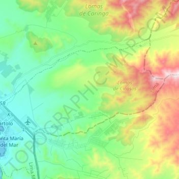 Mapa topográfico San Bartolo, altitud, relieve