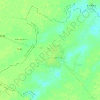 Mapa topográfico Alampur, altitud, relieve