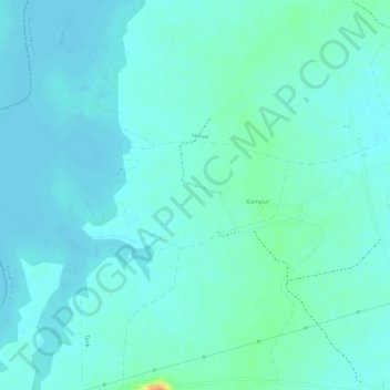 Mapa topográfico Kampur, altitud, relieve