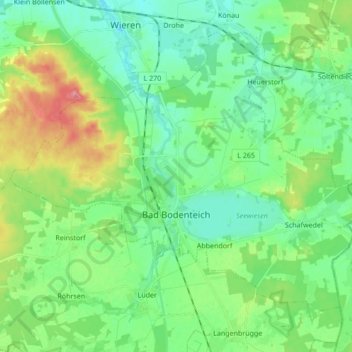 Mapa topográfico Bad Bodenteich, altitud, relieve