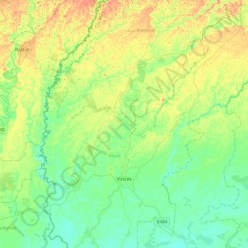 Mapa topográfico Vinces, altitud, relieve