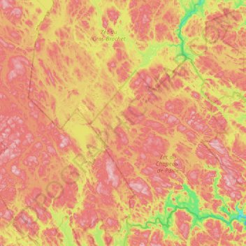 Mapa topográfico Rivière-de-la-Savane, altitud, relieve