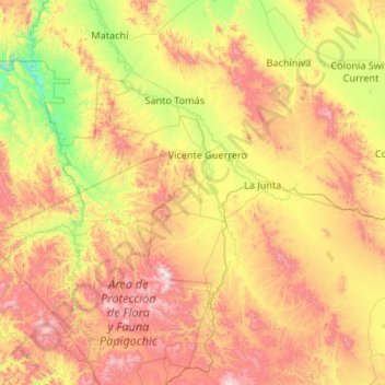 Mapa topográfico Guerrero, altitud, relieve