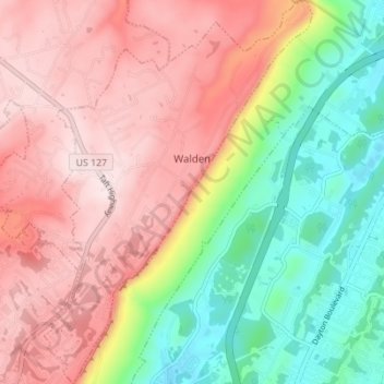 Mapa topográfico Walden, altitud, relieve