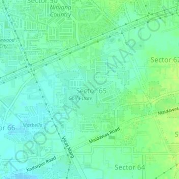 Mapa topográfico Sector 65, altitud, relieve