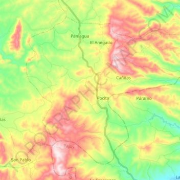 Mapa topográfico Parroquia El Anegado, altitud, relieve