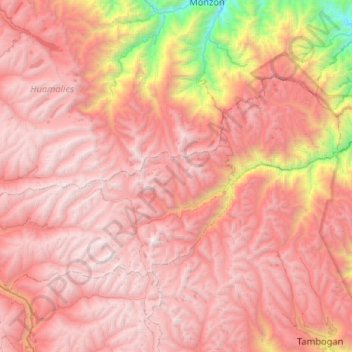 Mapa topográfico Marías, altitud, relieve