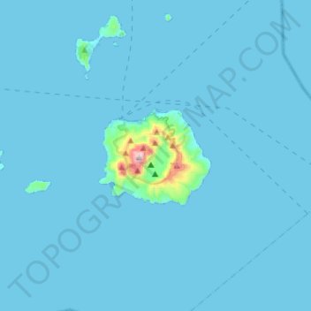 Mapa topográfico Municipality of Nisyros, altitud, relieve