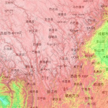 Mapa topográfico 金沙江 - Jīnshā Jiāng, altitud, relieve