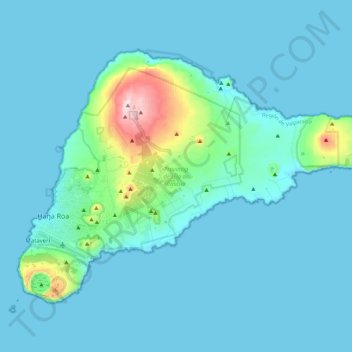 Mapa topográfico Isla de Pascua, altitud, relieve