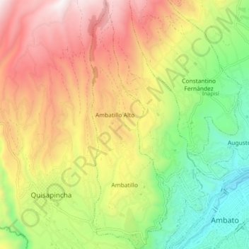Mapa topográfico Ambatillo, altitud, relieve