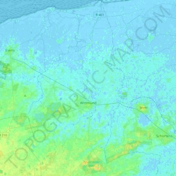 Mapa topográfico Wittmund, altitud, relieve