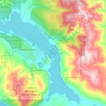 Mapa topográfico Lake Whatcom, altitud, relieve