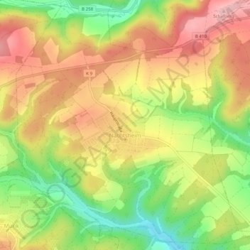 Mapa topográfico Nachtsheim, altitud, relieve