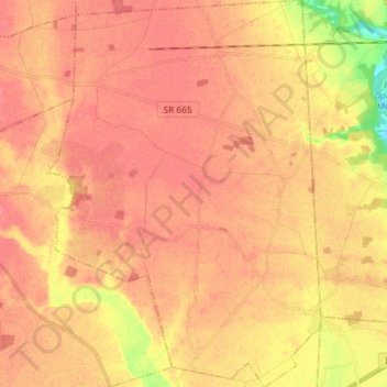Mapa topográfico Fairfield Township, altitud, relieve