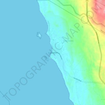 Mapa topográfico Lancelin, altitud, relieve