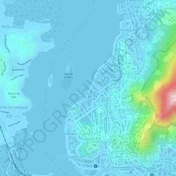 Mapa topográfico Santo Antônio, altitud, relieve