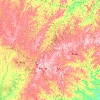 Mapa topográfico Pinheiro Machado, altitud, relieve
