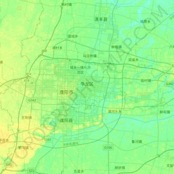 Mapa topográfico 华龙区, altitud, relieve