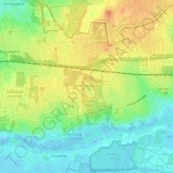 Mapa topográfico St. Magnus, altitud, relieve