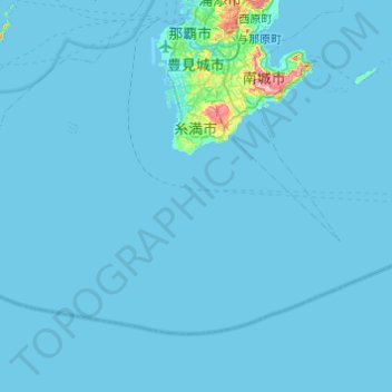 Mapa topográfico Itoman, altitud, relieve