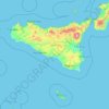 Mapa topográfico Sicile, altitud, relieve
