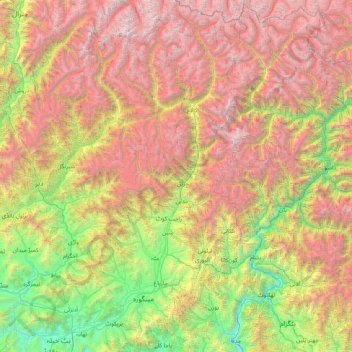 Mapa topográfico Swat District, altitud, relieve