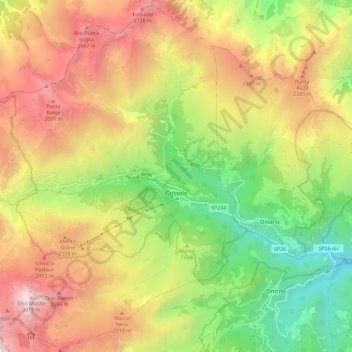 Mapa topográfico Crissolo, altitud, relieve