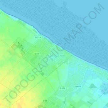 Mapa topográfico Lion-sur-Mer, altitud, relieve