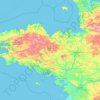 Mapa topográfico Brittany, altitud, relieve