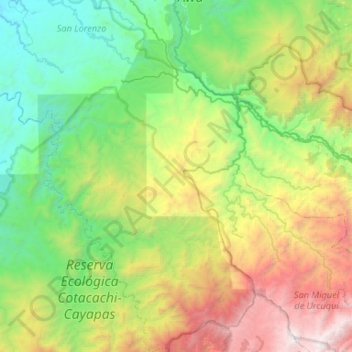 Mapa topográfico Alto Tambo, altitud, relieve