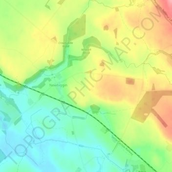 Mapa topográfico Newbiggin, altitud, relieve