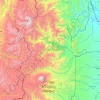 Mapa topográfico Pablo Sexto, altitud, relieve
