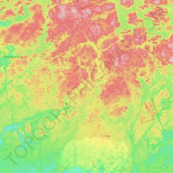 Mapa topográfico Highlands East, altitud, relieve