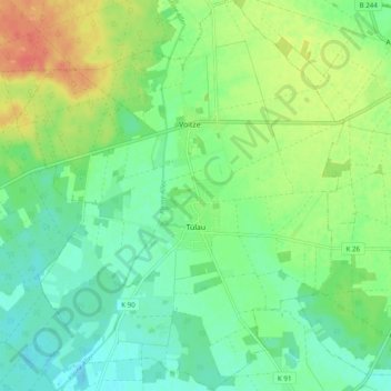 Mapa topográfico Tülau, altitud, relieve