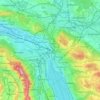 Mapa topográfico Zúrich, altitud, relieve
