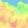 Mapa topográfico Libia, altitud, relieve