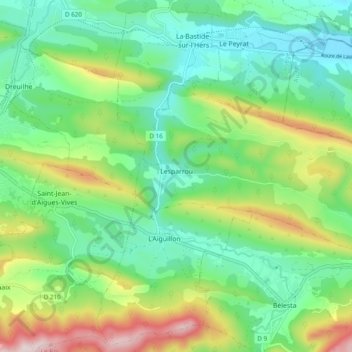 Mapa topográfico Lesparrou, altitud, relieve