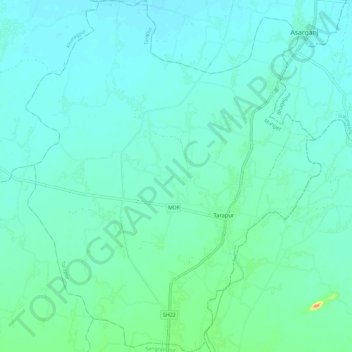 Mapa topográfico Tarapur, altitud, relieve