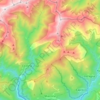 Mapa topográfico Miazzina, altitud, relieve