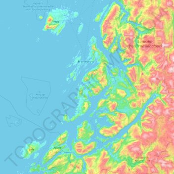 Mapa topográfico Sømna, altitud, relieve