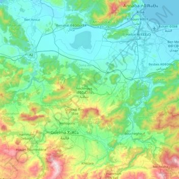 Mapa topográfico Seybouse, altitud, relieve