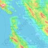 Mapa topográfico San Francisco Bay, altitud, relieve