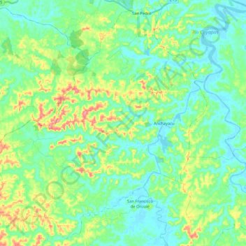 Mapa topográfico Anchayaku, altitud, relieve