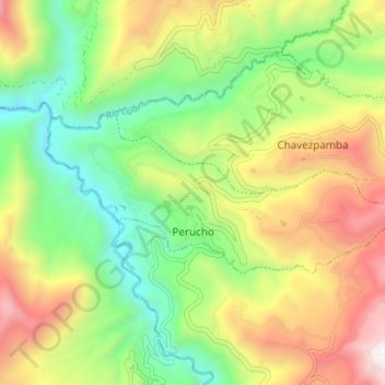 Mapa topográfico Perucho, altitud, relieve