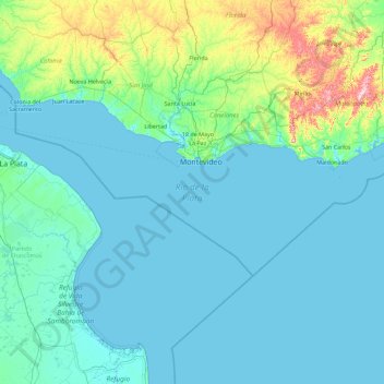 Mapa topográfico Río de la Plata, altitud, relieve