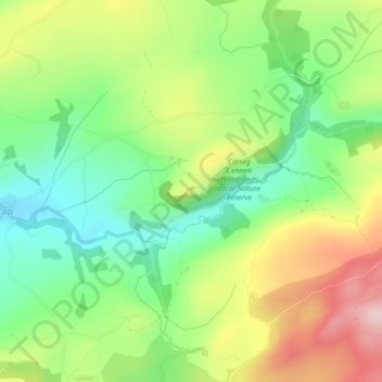 Mapa topográfico Carreg Cennen Castle, altitud, relieve