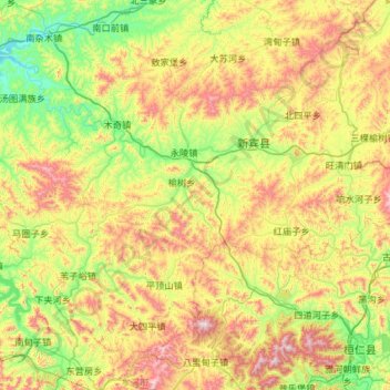 Mapa topográfico 新宾满族自治县, altitud, relieve