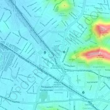 Mapa topográfico Madureira, altitud, relieve