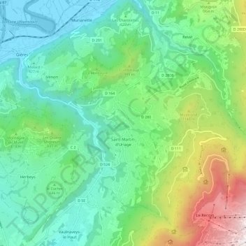 Mapa topográfico Saint-Martin-d'Uriage, altitud, relieve